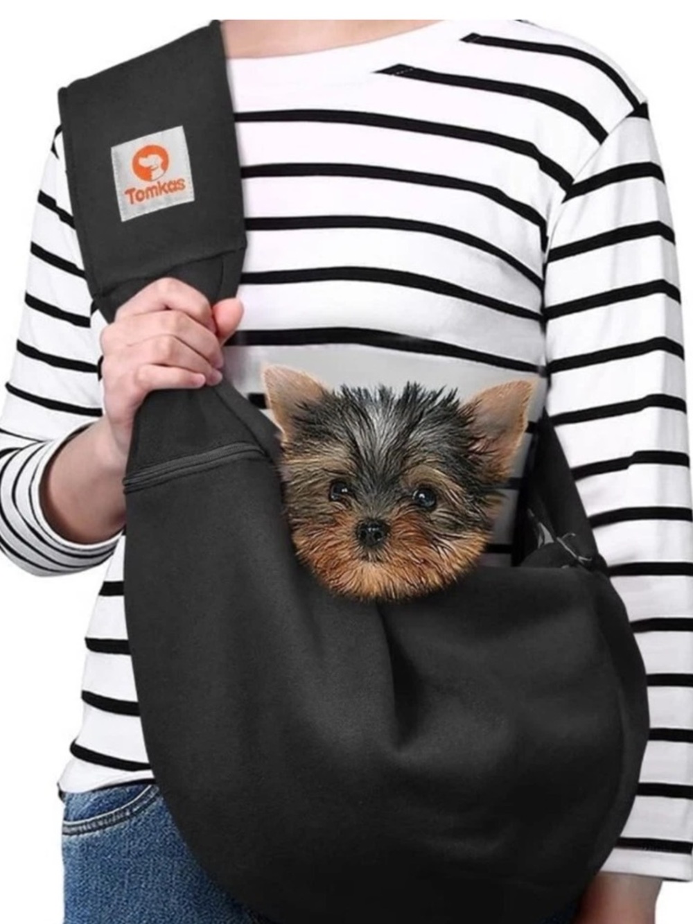 Tomkas Black Dog Sling Carrier for Small Dogs | 2lbs to 7lbs | NWT